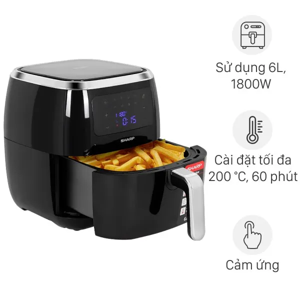 Nồi chiên không dầu Sharp 6.8 lít KF-AF68EPV-BK