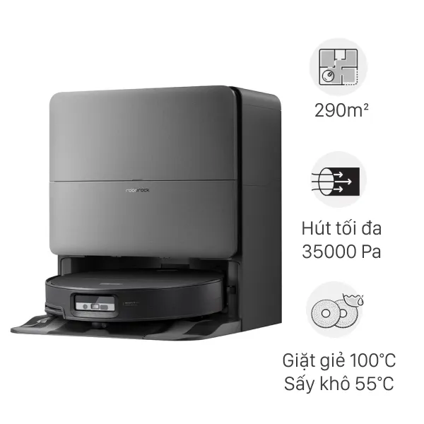 Robot hút bụi lau nhà Roborock Saros 20 Sonic Complete - Đen