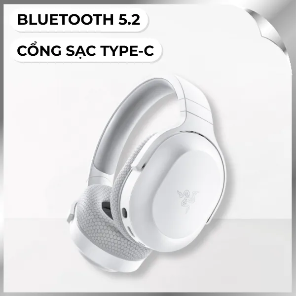 Tai nghe Bluetooth Chụp Tai Gaming Razer Barracuda X Mercury White