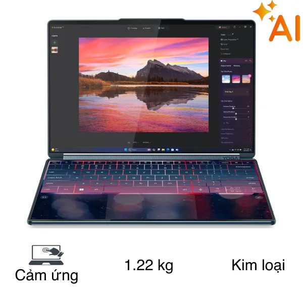 Lenovo Yoga Book 9 2in1 14IAH10 - 83KJ002UVN (Ultra 9 285H, 32GB, 1TB, 2.8K OLED 120Hz, Cảm ứng, OfficeH24+365, Win11)