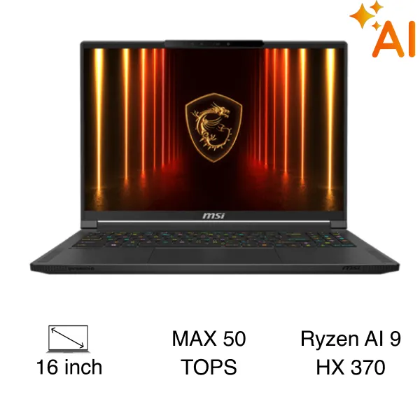 MSI Gaming Stealth A16 AI+ A3XWFG - 018VN (R9 AI HX 370, 32GB, 1TB, RTX 5060 8GB, QHD+ OLED, 240Hz, Win11)