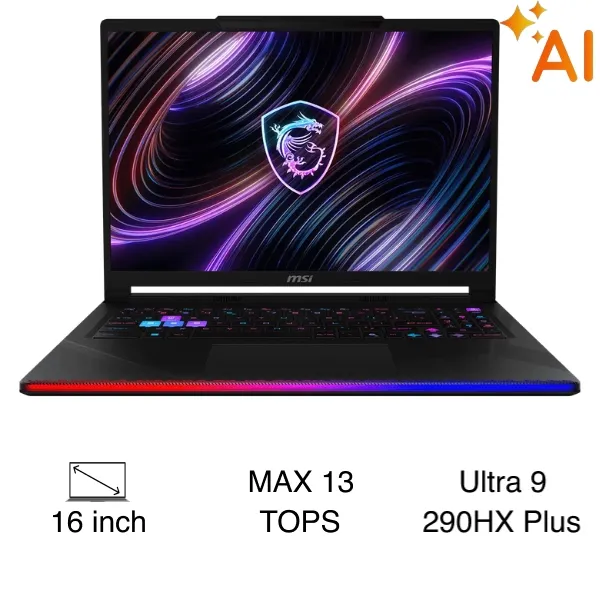 MSI Gaming Raider 16 MAX HX B2WI - 095VN (Ultra 9 290HX Plus, 64GB, 2TB, RTX 5080 16GB, QHD+ OLED 240Hz, Win11)