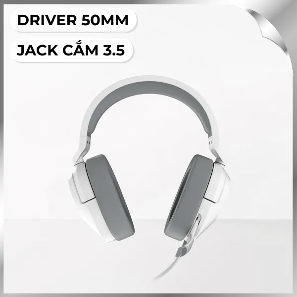 Tai nghe Chụp Tai Gaming Corsair HS55 Surround White/CA-9011266-AP