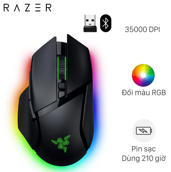 Chuột sạc Bluetooth Gaming Razer Basilisk V3 Pro 35K