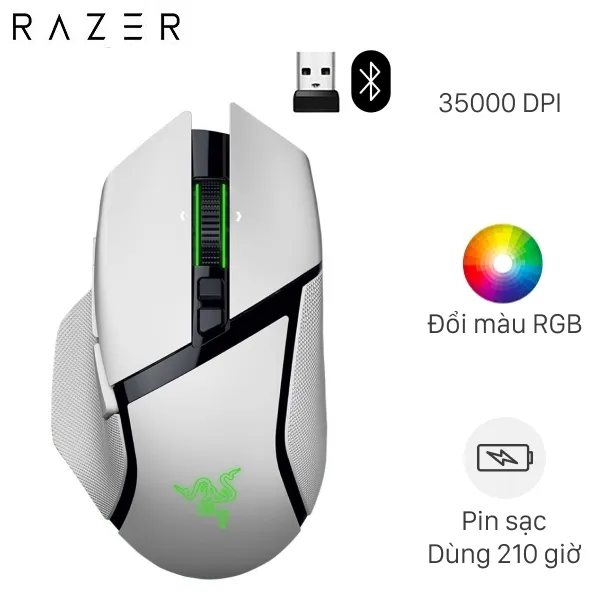 Chuột sạc Bluetooth Gaming Razer Basilisk V3 Pro 35K White Edition
