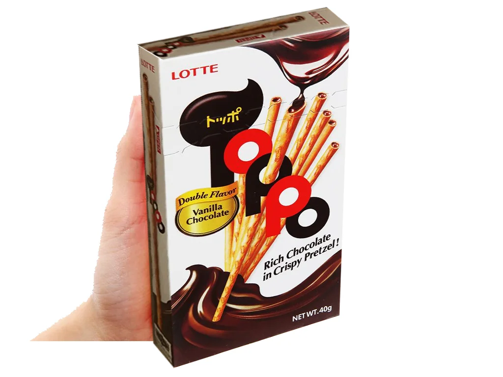 Bánh que Lotte Toppo hương vani nhân socola hộp 40g 5