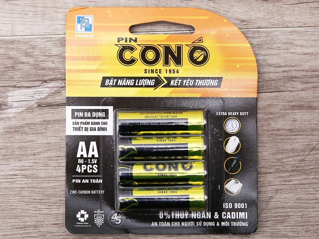 Vỉ 4 viên pin AA Con Ó R6P 2
