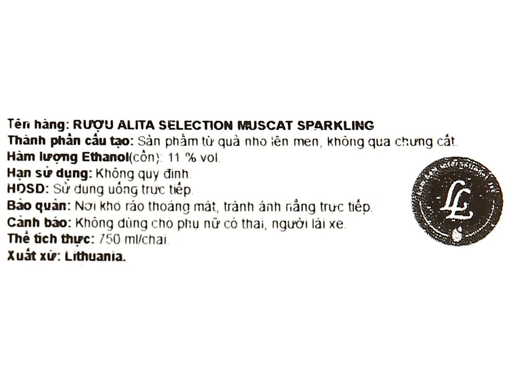Rượu vang Alita Selection Muscat Sparkling vị nho 11% chai 750ml 4