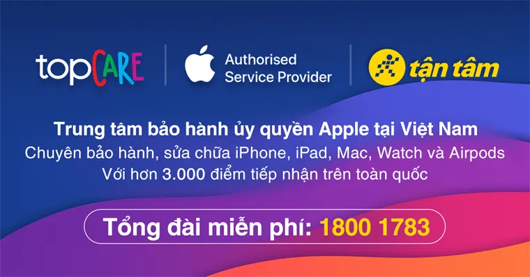Topcare trung tâm bảo hành ủy quyền Apple tại Việt Nam